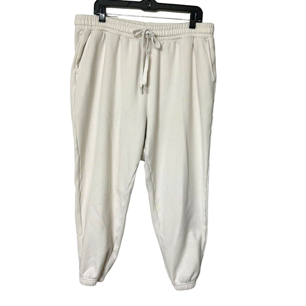 Fabletics Eco Go to Classic Beige Womens Joggers Sweatpants Drawstring Pocket 1X